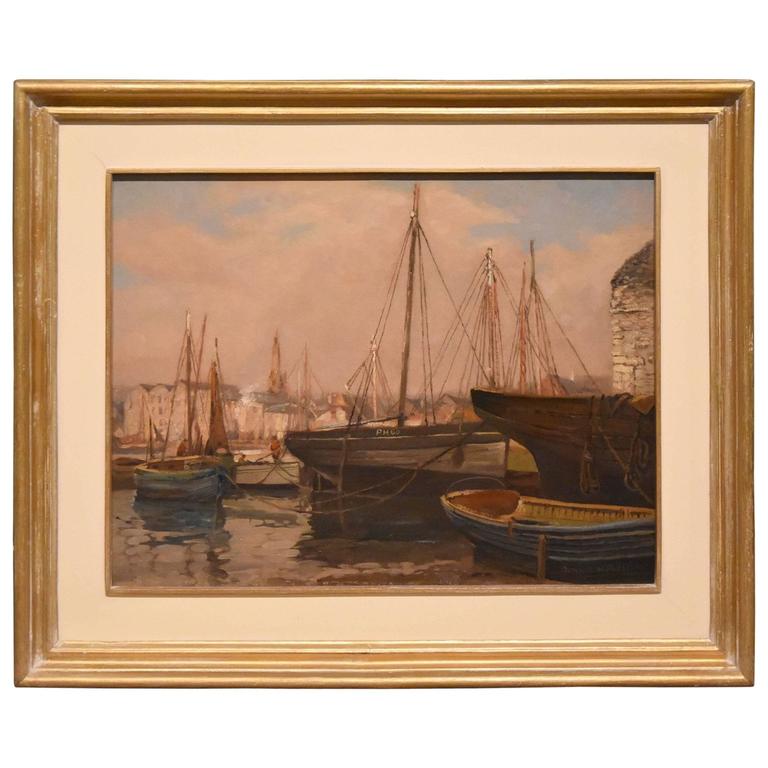 768x768 Plymouth Harbour Painting By Donald Henry Floyd For Sale - Plymouth Harbour Painting