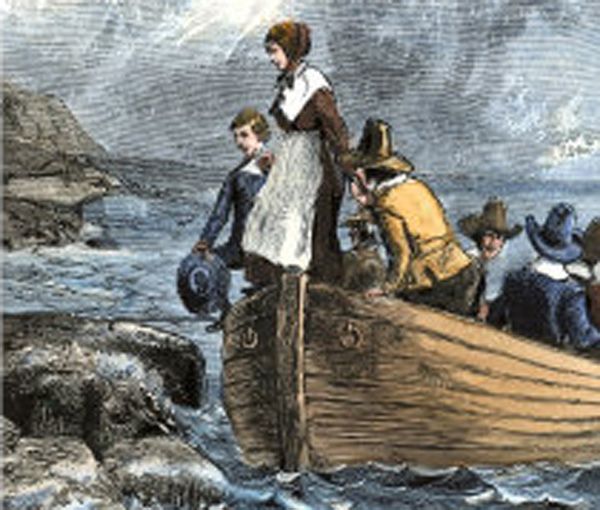 600x510 The Landing Of The Pilgrims By Henry A. Bacon (1839 1912), Painted - Plymouth Rock Painting