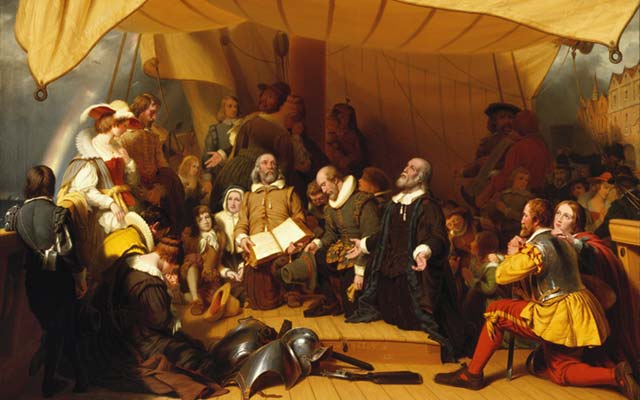 640x400 U.s. Coins Capturing History 1920 Coin Marks Pilgrim'S - Plymouth Rock Painting