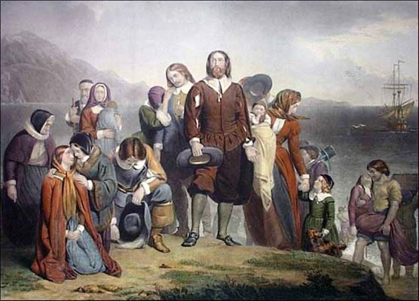 851x612 Freedom To Worship. Pilgrims Landing - Plymouth Rock Painting