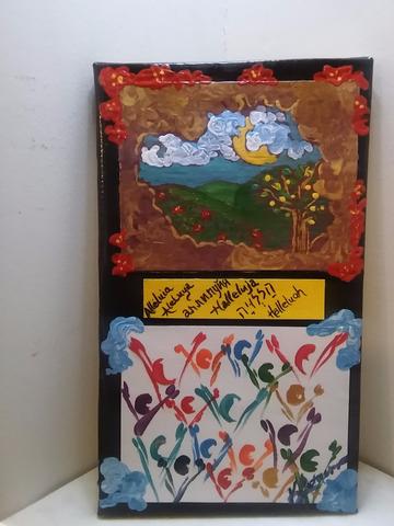 360x480 Stretched Canvas Over Plywood Plaque Acrylic Painting Over White - Plywood Painting Art