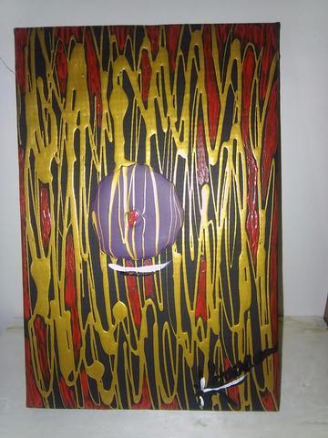 360x480 Stretched Canvas Over Plywood Plaque Acrylic Painting. Red, Deep - Plywood Painting Art