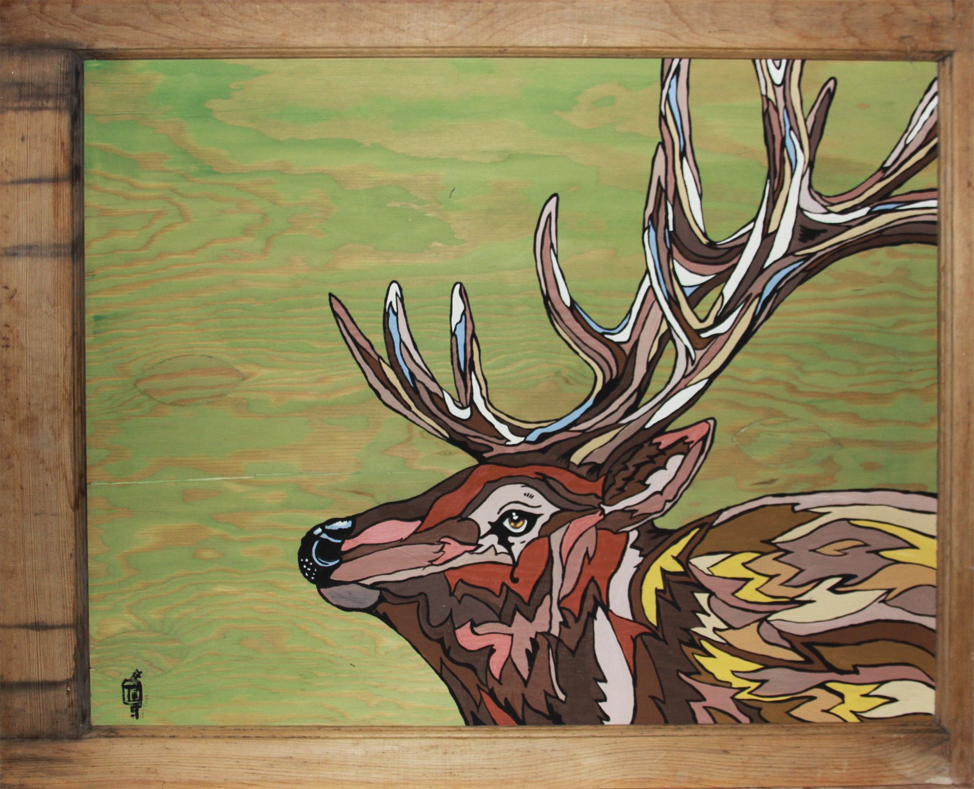 2000x1621 Elk Art By Lucy Dynamite, Acrylic On Plywood. Paintings - Plywood Painting Art