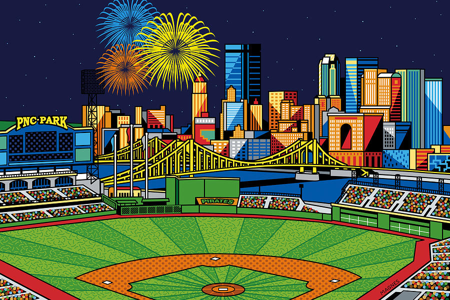 900x600 Pnc Park Fireworks Digital Art By Ron Magnes - Pnc Park Painting