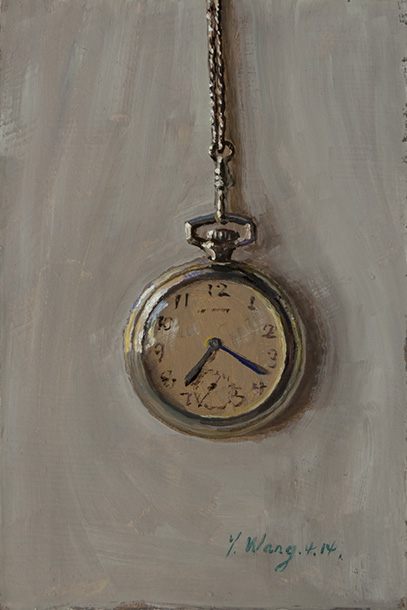 407x610 Wang Fine Art A Pocket Watch Daily Painting A Day - Pocket Watch Painting
