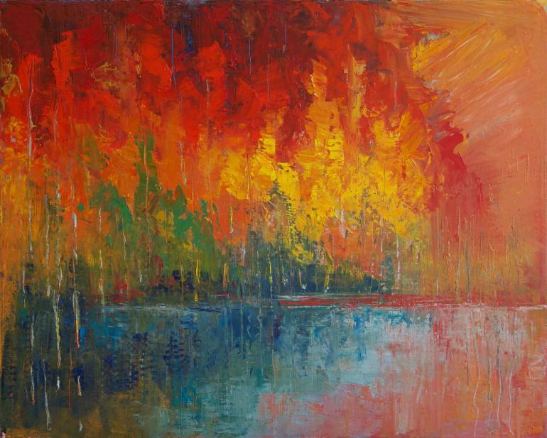 770x617 Saatchi Art Green Shimmering Poetry Painting By Anna Ravliuc - Poetry Painting