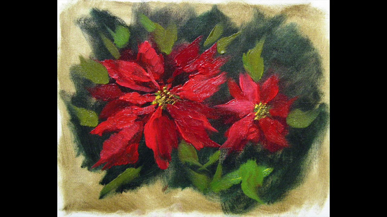 1280x720 Oil Painting Demo Poinsettias - Poinsettia Painting