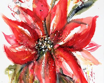340x270 Poinsettia Painting Etsy - Poinsettia Painting