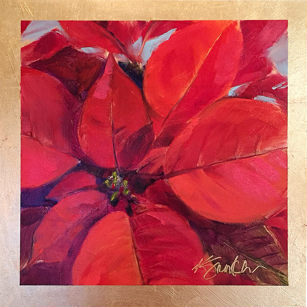 1000x1000 Poinsettias Is An Original Oil Painting Of A Flower By Kim Smith - Poinsettia Painting