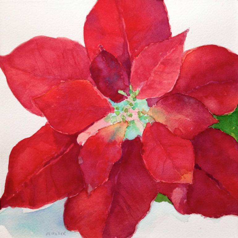 770x770 Saatchi Art Poinsettia Painting By Margaret Miller - Poinsettia Painting
