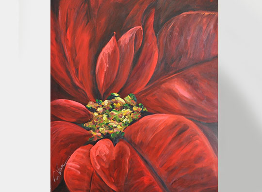 540x396 Cheryl Wheeler Art Navidad Canvas - Poinsettia Painting
