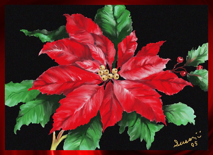 900x654 Christmas Painting - Poinsettia Painting