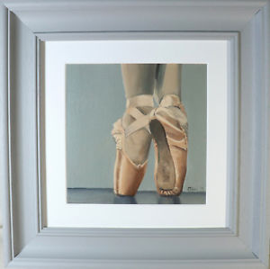 300x299 On Pointe Painting, Ballerina Dance, Framed Wall Art, Ballet Shoes - Pointe Painting