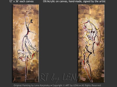 400x300 Original En Pointe Paintings Art By Lena - Pointe Painting