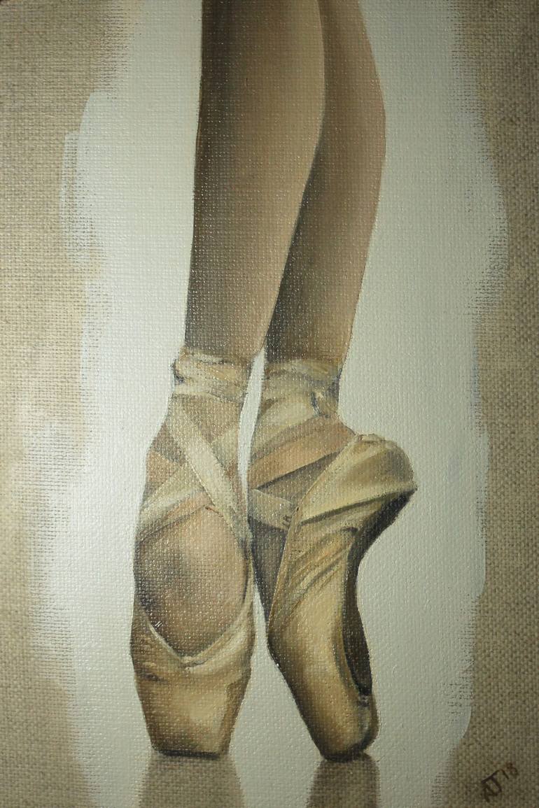 770x1155 Saatchi Art Ballerina On Pointe, Ballet Shoes Painting, Framed - Pointe Painting