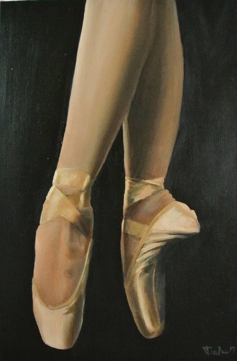 770x1171 Saatchi Art Pointe , Ballet Shoes Painting, Ballerina Dancer - Pointe Painting