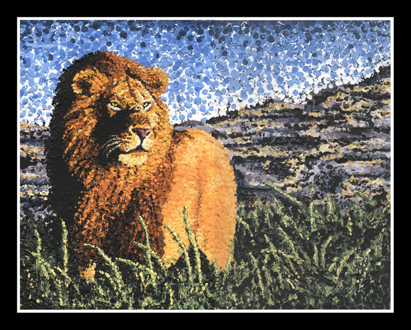 800x642 Pointillism Lion Painting By Armuri - Pointilist Painting