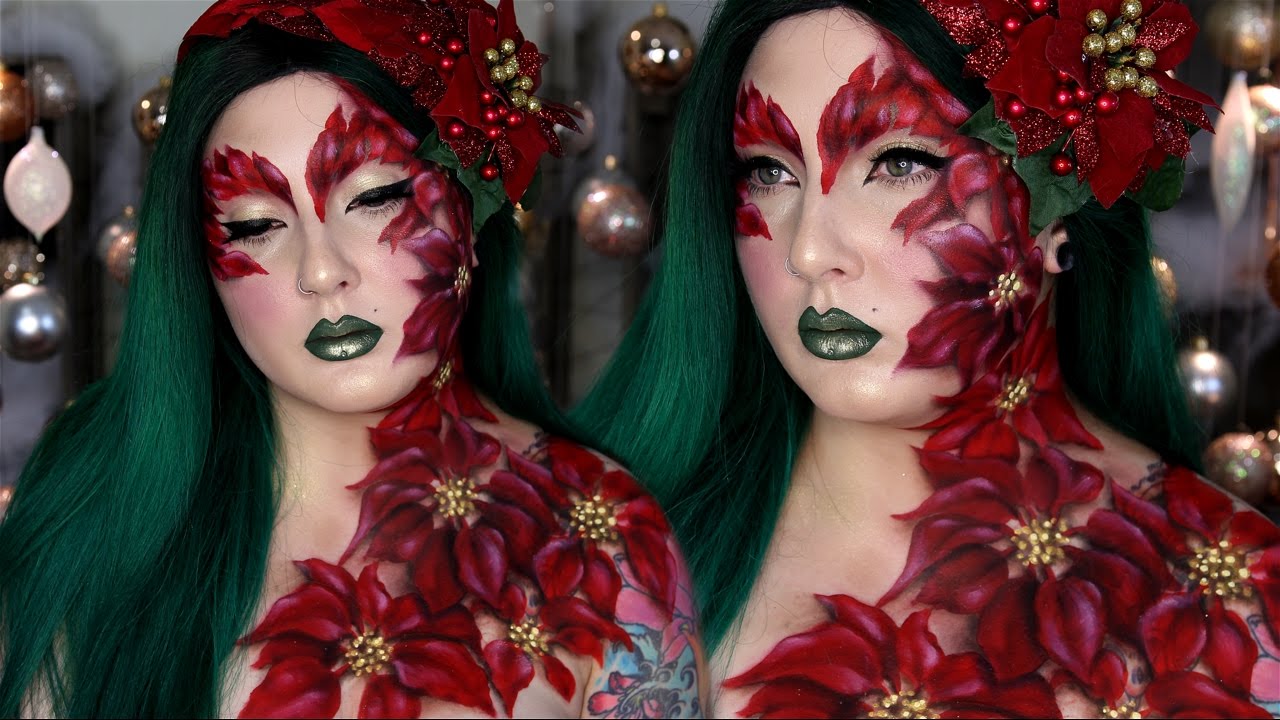 1280x720 Poinsettia Poison Ivy Bodypaint Amp Makeup Tutorial - Poison Ivy Painting
