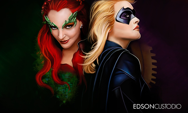 600x360 Poison Ivy And Batgirl - Poison Ivy Painting
