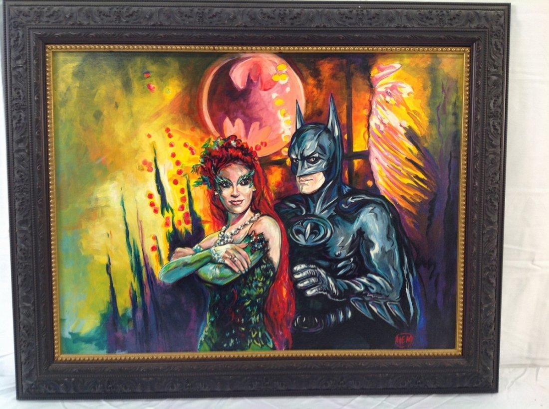 1100x821 Batman And Poison Ivy Painting - Poison Ivy Painting