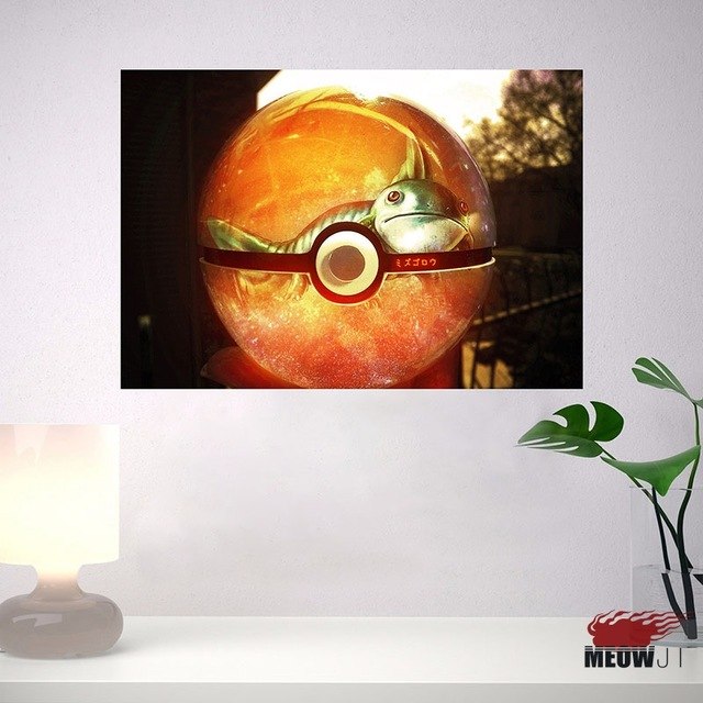 640x640 Pokeball Orange Cartoon Poster Pokemon Ball Posters For Kids - Pokemon Ball Painting