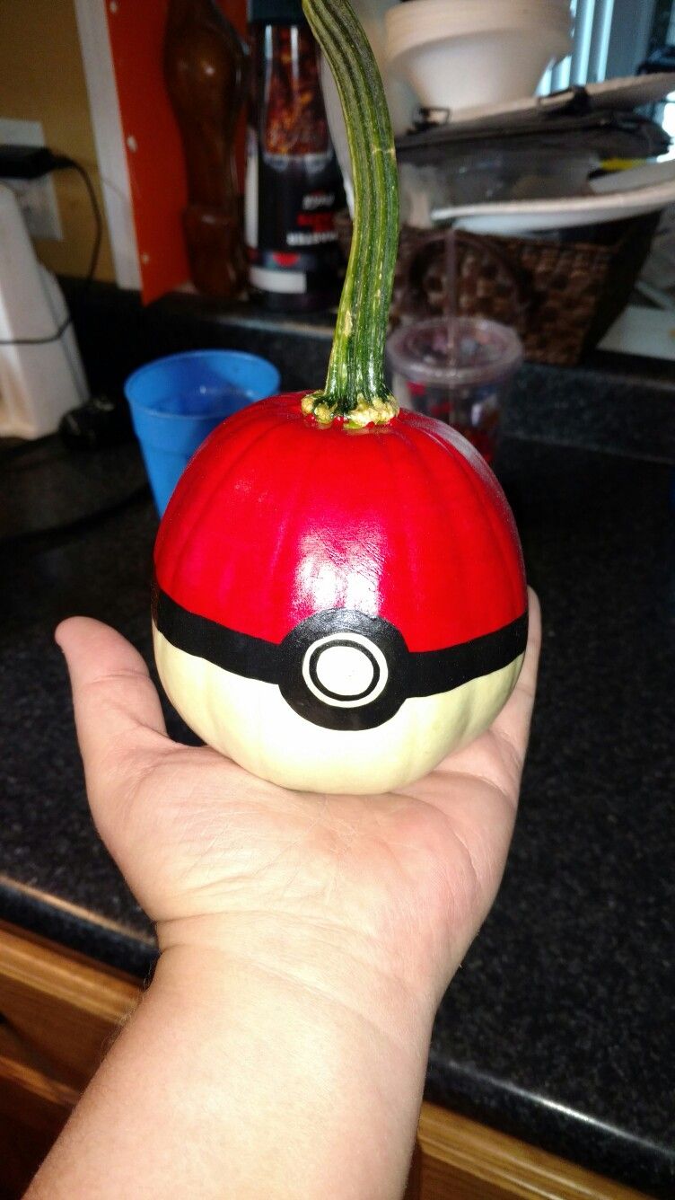 752x1336 Pokemon Poke Ball Pumpkin By Brandi Johner Pumpkin Paint Ideas - Pokemon Ball Painting