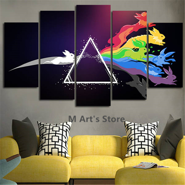 640x640 5piece Wall Art Pokemon Canvas Poster Painting On The Wall - Pokemon Canvas Painting
