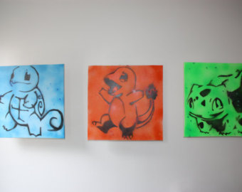 340x270 Pokemon Pikachu Canvas Acrylic Artwork Nintendo - Pokemon Canvas Painting