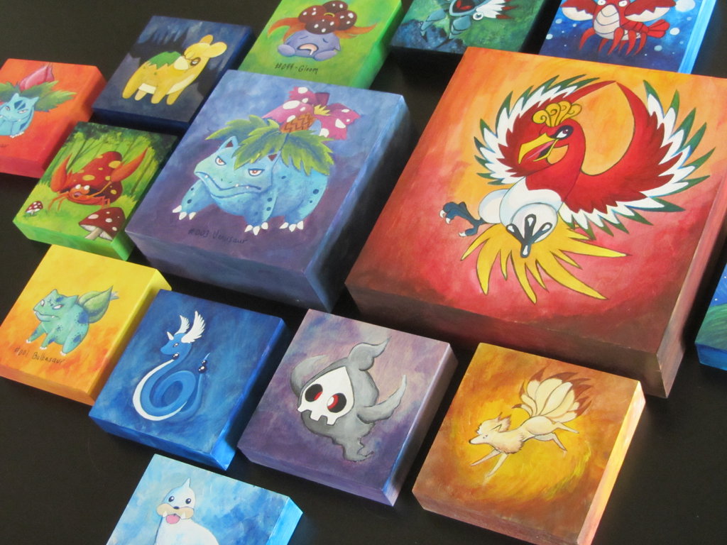 1024x768 Custom Fine Art Friday Pokemon Paintings By Corlista - Pokemon Canvas Painting