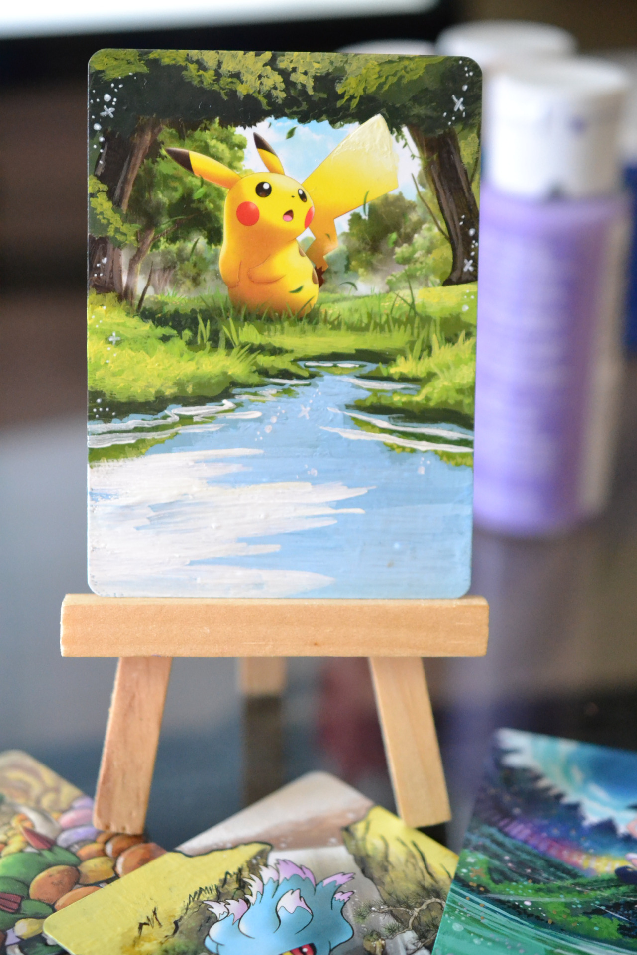 1280x1920 Artists Painting Pokemon Cards To Create Full Illustrations - Pokemon Card Painting