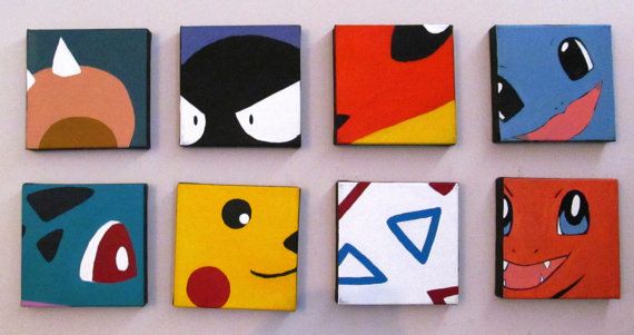 570x301 Closeup Pokemon Paintings (8in X8in Each) By Ali Tremblay - Pokemon For Painting