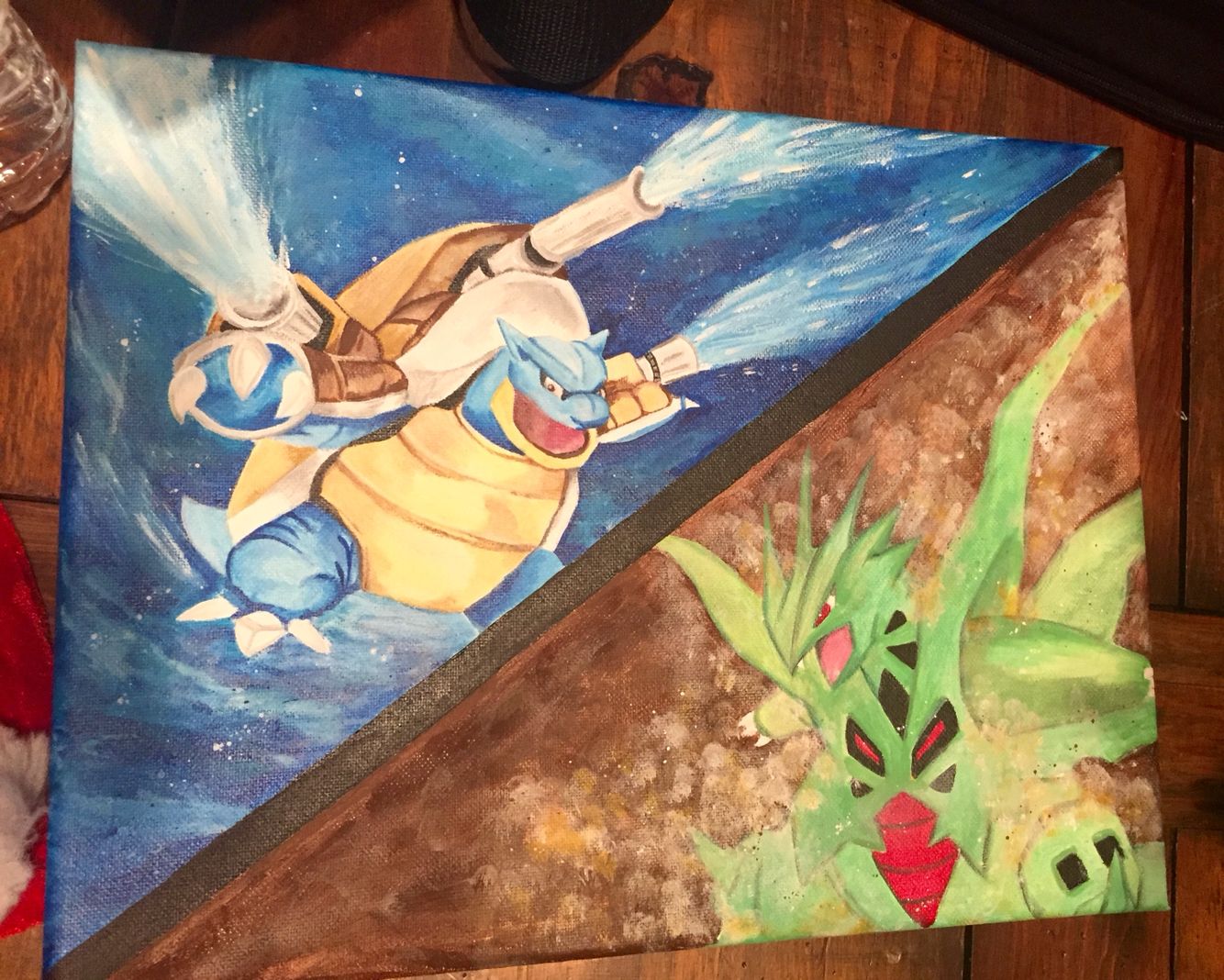 1334x1068 Pokemon Painting I Did. Tyranitar Vs. Blastoise Things I'Ve Made - Pokemon Painting