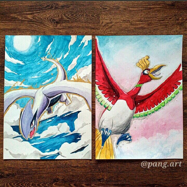 720x720 Lugia Amp Ho Oh Painting By Pang.art - Pokemon Painting Games