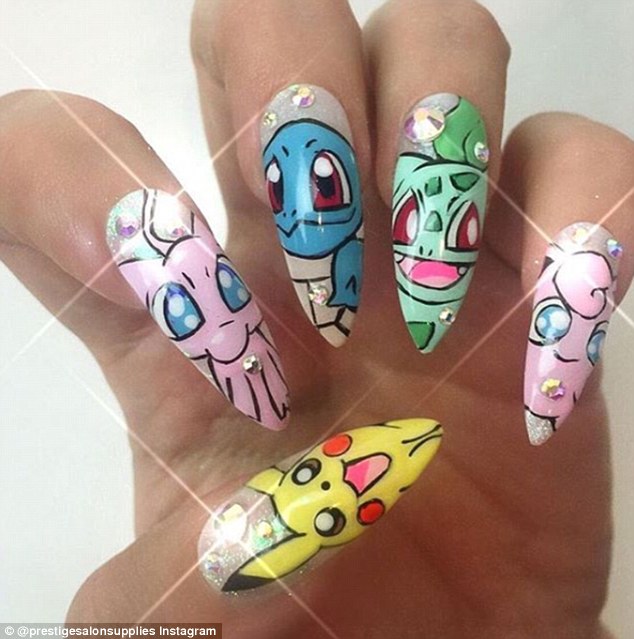 634x639 Pokemon Go Inspired Nail Art Is Proving Popular With Nail Artists - Pokemon Painting Games