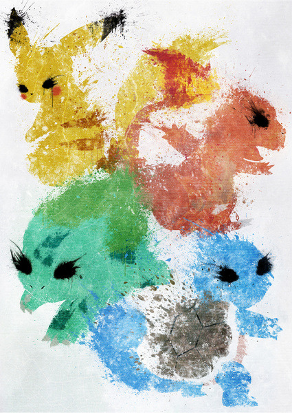 425x600 Gaming Pokemon Painting Nintendo Video Games Nerd Kingdom Hearts - Pokemon Painting Games