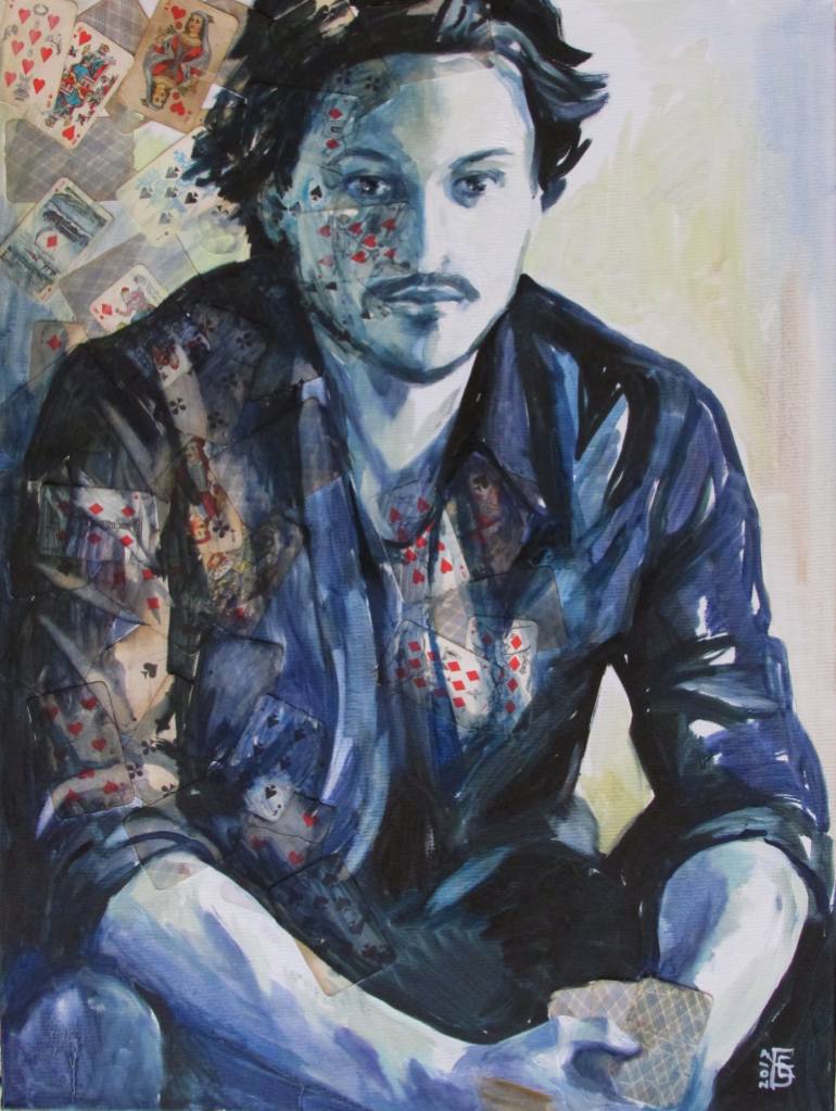 770x1023 Saatchi Art Poker Face Gamester Painting By Kateryna Bortsova - Poker Face Painting