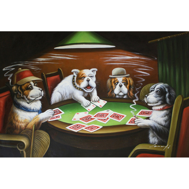 640x640 J0530 Dogs Playing Poker Vintage Pop 14x21 24x36 Inches Silk Art - Poker Game Painting
