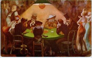 300x191 Las Vegas, Nv Nevada Club Bingo Casino Poker Game Painting C1950s - Poker Game Painting