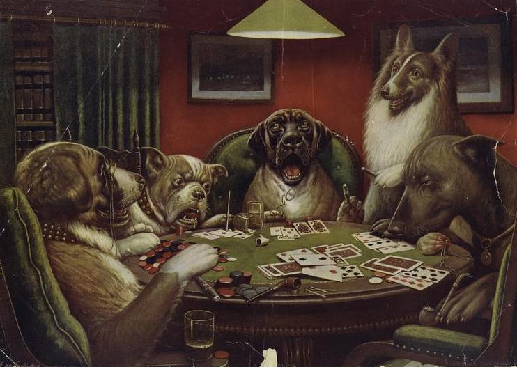 742x527 Dogs Playing Poker Paintings Over 100 Years Old An Example - Poker Game Painting