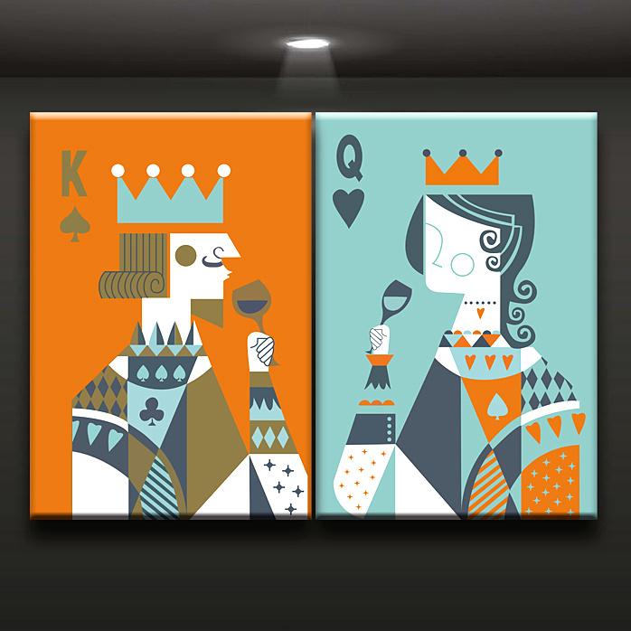 698x698 2018 Combination King And Queen Poker Canvas Printed Painting - Poker Painting