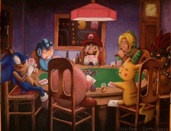 600x458 Videogame Poker Painting By Pheoniic - Poker Painting