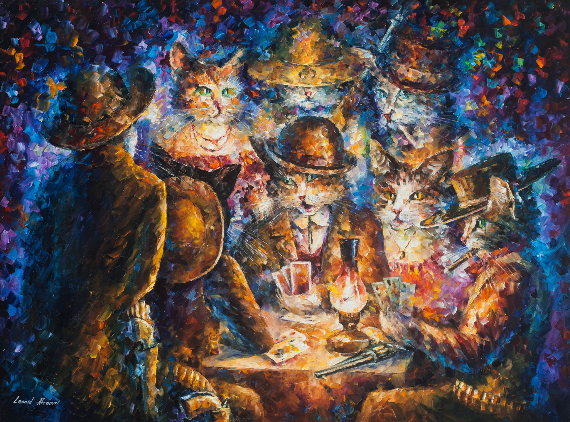1942x1436 Cat Poker - Poker Painting