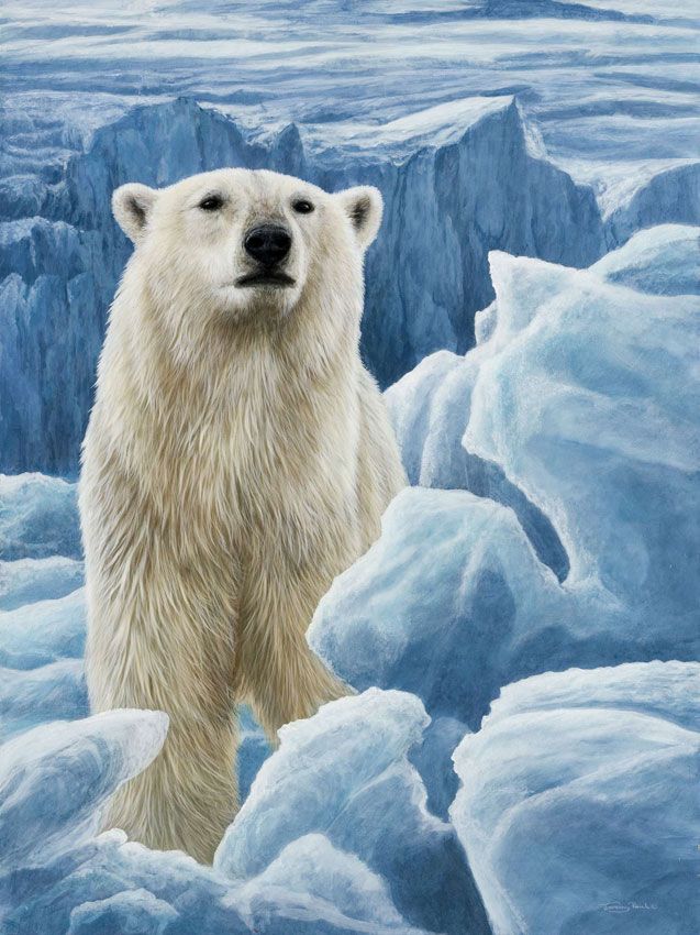 637x850 Blue Ice By Jeremy Paul Art Animalier Polar Bear - Polar Bear Painting
