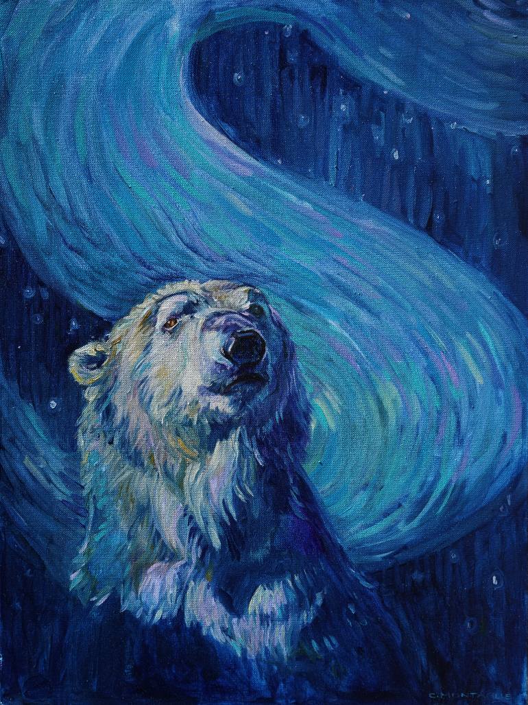 770x1028 Saatchi Art Sky Spirit Polar Bear Painting By Christine Montague - Polar Bear Painting
