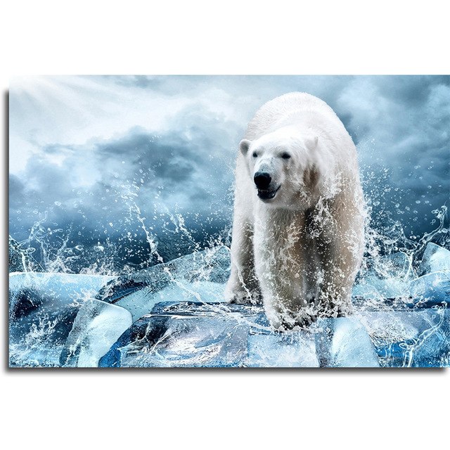 640x640 Diamond Embroidery Animal Diamond Mosaic Polar Bear 5d Diamond - Polar Bear Painting