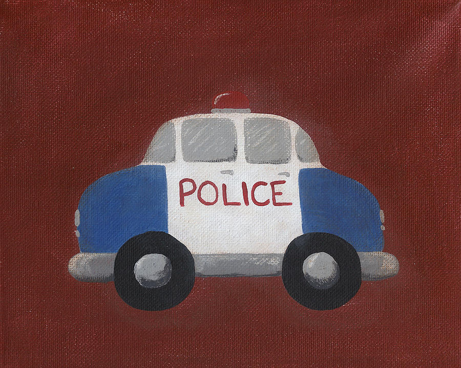 900x720 Police Car Nursery Art Painting By Katie Carlsruh - Police Car Painting