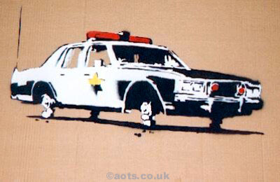 400x260 Banksy Police Car On Bricks - Police Car Painting