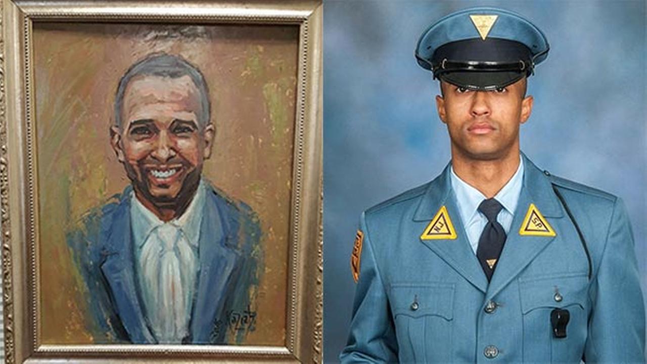 1280x720 Nj State Police Receive Painting Of Fallen Trooper - Police Officer Painting