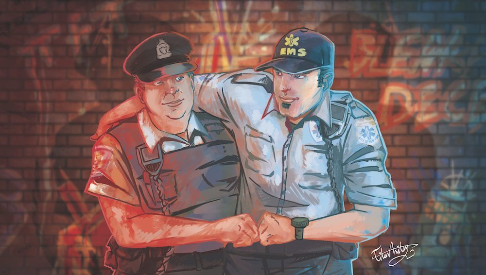 1000x566 The Paramedic And The Police Officer - Police Officer Painting