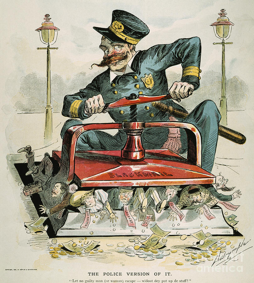 810x900 Police Corruption Cartoon Painting By Granger - Police Painting